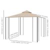 Outsunny 3 m x 3 m Garden Gazebo, Double Roof Outdoor Gazebo Canopy Shelter with Netting, Solid Steel Frame for Garden, Lawn, Backyard and Deck