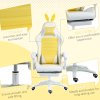 Vinsetto Reclining Racing Gaming Chair with Headrest and Lumber Support, PU Leather Computer Chair with Removable Rabbit Ears, Footrest, Yellow