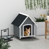 PawHut Wooden Dog House Outdoor, Dog Kennel with Removable Floor, Elevated Pet Shelter, Anti-Corrosion Wood, for Small Medium Dogs, 82H x 75W x 88Dcm - Grey