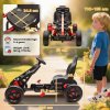 AIYAPLAY Pedal Go Kart, Ride on Racer with Freewheel System, Brake, Non-Slip EVA Wheels, Metal Frame, Go Kart for Kids Ages 3-6 Years, Red