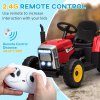 HOMCOM Electric Ride on Tractor 12V Kids Electric Car with Detachable Trailer Remote Control, Music, Horn, Lights, Start-Up Sound, for Ages 3-6 Years - Red
