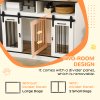 PawHut Dog Crate Furniture for Small and Large Dogs w/ Movable Divider, Dog Cage End Table with Shelves, Sliding Doors, 120 x 60 x 88.5cm, White