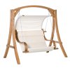 Outsunny Wooden Garden Swing Chair A-Frame Wood Log Swing Bench Chair With Canopy and Cushion for Patio Garden Yard
