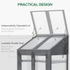 Outsunny Wooden Cold Frame Polycarbonate Greenhouse with Openable Top Cover and Double Door, Grow House for Flower, Vegetable and Plants, 70 x 50 x 120cm, Grey