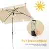 Outsunny 2 x 1.3m Garden Parasol Umbrella, Outdoor Market Table Umbrella with Ruffles & Aluminium Pole, Rectangular Tilting Parasol Sun Shade Canopy, Beige