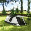Outsunny 3-4 Man Camping Tent, Tunnel Tent with Bedroom, Living Room and Porch, 2000mm Waterproof, Portable with Bag, for Fishing Hiking Festival, Green