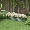 Outsunny Galvanised Raised Beds for Garden, Metal Elevated Planter Box with Safety Edging, Easy DIY for Growing Flowers, Herbs, Succulents, 150 x 62 x 30cm, Green