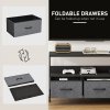 HOMCOM TV Stand Cabinet up to 55-inch, TV Unit with 3 Foldable Linen Drawers, Open Shelf for Living Room, Bedroom, Entertainment Room, Black