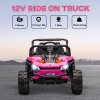 AIYAPLAY Kids Ride on Car, 12V Battery Powered Electric Truck with Remote Control, 4 Suspension Wheels, Horn, Lights, Music, USB, for Ages 3-5 Years, Pink