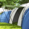 Outsunny 6-9 Man Large Tunnel Tent with 3 Bedroom, Living Area and Porch, 2000mm Waterproof Camping Tent, Portable with Bag, for Fishing Hiking Festival, Blue