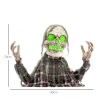 HOMCOM 70cm Groundbreaker Skeleton Outdoor Halloween Decoration, Halloween Animatronic with Sound Activated, Light Up Eyes, Sound Effects, Animated Prop for Haunted House