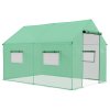 Outsunny 2 x 3(m) Walk-in Polytunnel Greenhouse with Wide Roll-up Door, 4 Mesh Windows, Tunnel Warm House Tent with UV-resistant PE Cover, Green
