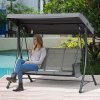 Outsunny 3 Seater Garden Swing Seat Outdoor Swing Chair with High Back Design, Steel Frame, Side Pouches, Adjustable Canopy, Charcoal Grey