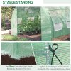 Outsunny 3 x 3 x 2 m Polytunnel Greenhouse with Roll-up Side Walls, Walk-in Grow House Tent with Steel Frame, Reinforced Cover, Zipped Door and 6 Mesh Windows for Garden, Green