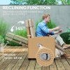 Outsunny Rattan Garden Recliner Chair, Adjustable Backrest Reclining Rattan Chair with Flip Table, Cushion and Footrest, Indoor Outdoor Lounge Reclining Sun Lounger for Patio, Khaki/Beige