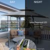 Outsunny 3m Cantilever Roma Parasol, Offset Patio Umbrella, Solar LED Lighted Hanging Sun Shade Canopy 250g Polyester SunShade with Aluminium Frame, Tilt & Crank Handle, Cross Base for Lawn, Grey