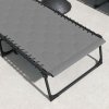Outsunny 2 Piece Foldable Sun Lounger Set with 5-level Reclining Back, Outdoor Tanning Chairs Sun Loungers with Build-in Padded Seat, Side Pocket, Headrest for Beach, Patio, Grey