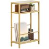 HOMCOM 3-Tier Side Table, Narrow End Table with Storage Shelf and Tempered Glass Tabletop for Small Spaces, Bedroom, Living Room, Entryway, Gold Tone