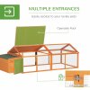 PawHut Chicken Run, Wooden Chicken Coop with Nesting Box, Openable Roof for 4-8 Chickens, Rabbits, Ducks, for Garden - Orange