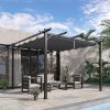 Outsunny 3 x 3(m) Aluminium Pergola Canopy Gazebo Awning Outdoor Garden Sun Shade Shelter Marquee Party BBQ, Dark Grey