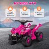 AIYAPLAY 6V Electric Quad Bike for Kids, Kids Electric Car Ride on ATV with Music, Forward Function, for Ages 2-6 Years, Pink