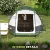 Outsunny 3-4 Man Camping Tent, Tunnel Tent with Bedroom, Living Room and Porch, 2000mm Waterproof, Portable with Bag, for Fishing Hiking Festival, Green