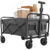 Outsunny 62L Festival Trolley on Wheels, Garden Folding Trolley Cart, 120kg Heavy Duty Collapsible Folding Wagon with Adjustable Handle and Carrying Bag for Beach, Camping, Festival, Grey