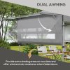 Outsunny 3 x 3(m) Pop Up Gazebo with Extend Dual Awnings, 1 Person Easy up Marquee Party Tent with 1-Button Push, Double Roof, Wheeled Bag, Sandbags, Height Adjustable Instant Shelter, Grey