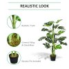 Outsunny 100cm/3.3FT Artificial Monstera Tree Decorative Cheese Plant 21 Leaves with Nursery Pot, Fake Tropical Palm Tree for Indoor Outdoor D??cor