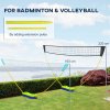 SPORTNOW 4m Badminton Set with Volleyball, Portable Badminton Net with Two Rackets, Two Shuttlecocks, Carry Case, for Indoor, Outdoor Sports
