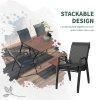 Outsunny Stackable Outdoor Chairs Set of 4, Rattan Garden Chairs with Armrests and Backrest for Deck, Grey