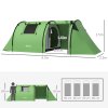 Outsunny 3-4 Man Camping Tent, Large Family Tunnel Tent with Bedroom and Living Room, 3000mm Waterproof, Portable with Bag, for Fishing Hiking Festival, Dark Green