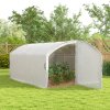 Outsunny 4 x 3 x 2m Polytunnel Greenhouse with Hinged Door, Walk-in Grow House Tent with UV-resistant PE Cover, Galvanised Steel Frame, Clamps, White