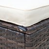 Outsunny 3 Pieces Outdoor PE Rattan Corner Sofa Set with Thick Cushions, Patio Rattan Garden Furniture with Glass Top Coffee Table and Footstool, Brown