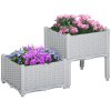 Outsunny Set of 2 26L Garden Raised Bed Elevated Patio Flower Plant Planter Box PP Vegetables Planting Container, Grey