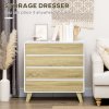 HOMCOM Chest of Drawers, 4-Drawer Storage Cabinet Organiser with Legs for Bedroom, Living Room, White and Oak