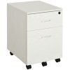 Vinsetto 2-Drawer Locking Office Filing Cabinet w/ 5 Wheels Rolling Storage Hanging A4 Cupboard Home Organisation White Wood Grain