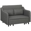 HOMCOM Pull Out Double Sofa Bed, Fabric 2 Seater Sofa Couch with Pillows and Side Pockets, Convertible Sleeper for Living Room, Grey