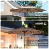 Outsunny 2.6 m Garden Parasol with Solar LED Lights, 3-Tier Patio Umbrella Outdoor with Tilt Mechanism & Crank Handle, UPF 30+, Table Umbrella for Market Terrace, Khaki