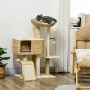 PawHut 95cm Cat Tree for Indoor Cats, Cat Tower with Scratching Posts, Ramp, Condo, Toy Balls, Platform, Bed, Ramp - Beige