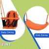 Outsunny 2 In 1 Nursery Swing for Toddlers, Kids, Garden Swing Set with Comfortable Seats, Safety Belt for Indoor, Outdoor Play - Blue and Orange