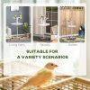 PawHut Bird Table, Bird Feeding Station with Wheels, Perches, Stainless Steel Feed Bowls, Round Tray for Indoor - White