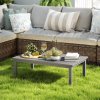 Outsunny Aluminium Outdoor Coffee Table, Rectangular Patio Side Table with Slat Tabletop for Indoor, Garden, Balcony, 100cm x 60 cm, Grey