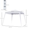 Outsunny 3 M x 3 M Base/ 2.5 M x 2.5 M Top Pop Up Gazebo, 2 Person Setup Instant with Carry Bag, Height Adjustable Slant Leg Party Tent Instant Event Shelter for Garden, Patio, White
