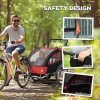 HOMCOM 2 Seat Bike Trailer for Kids, Baby Bike Stroller with 5 Point Harness, Child Bicycle Trailer with Safety Flag, Reflectors, Windproof Curtain, for 18+ Months, Red