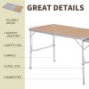Outsunny 4ft Aluminium Picnic Table with Side Desktop Adjustable Outdoor BBQ Party Portable Folding Lightweight