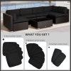Outsunny Replacement Cushion Covers for Garden Sofa Set, Garden Rattan Sofa Cushion Polyester Cover Replacement Outdoor - No Cushion Included, Black