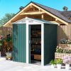 Outsunny 5ft x 4ft Garden Shed, Metal Tool Storage Shed with Sliding Door, Sloped Roof and Foundation Kit for Garden, Patio, Green
