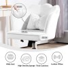 HOMCOM Computer Desk Chair, Armless Makeup Vanity Chair with Shell Back, Bow Pillow, Height Adjustable, Swivel Wheels for Home, Bedroom, White