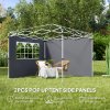 Outsunny 3 Meters Gazebo Replaceable Exchangeable Side Panel Wall Panels Walls With Window, Dark Grey